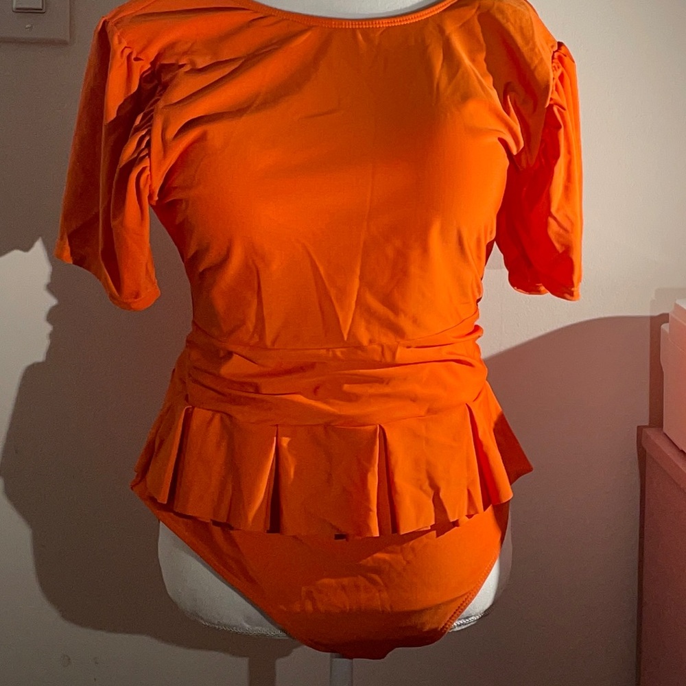 Orange Ruffle Swimsuit